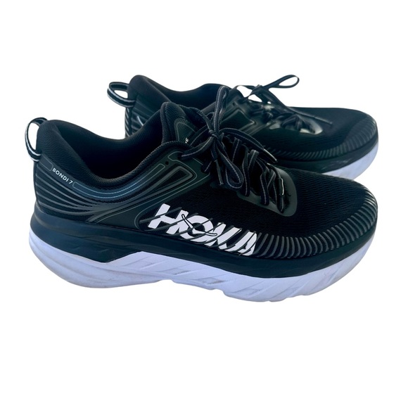 Hoka One One Women’s Bondi 7 Black & White Running Shoes - Picture 4 of 15